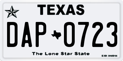 TX license plate DAP0723