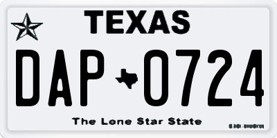 TX license plate DAP0724