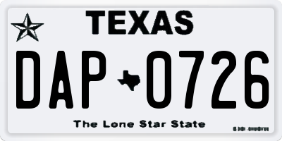 TX license plate DAP0726