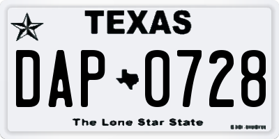 TX license plate DAP0728