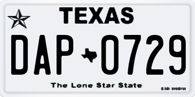TX license plate DAP0729