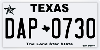 TX license plate DAP0730