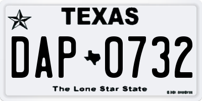 TX license plate DAP0732