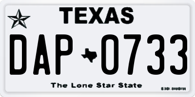 TX license plate DAP0733