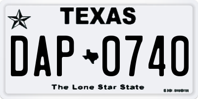 TX license plate DAP0740