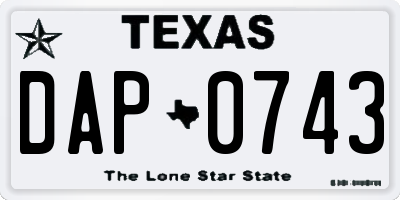 TX license plate DAP0743