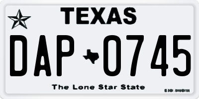 TX license plate DAP0745