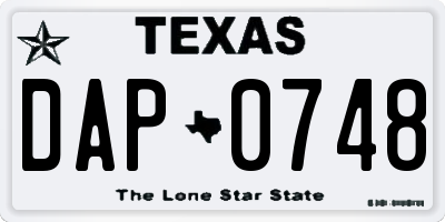 TX license plate DAP0748