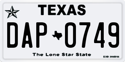 TX license plate DAP0749