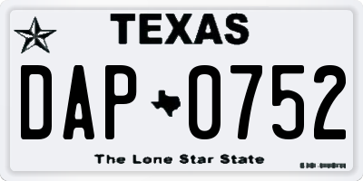 TX license plate DAP0752