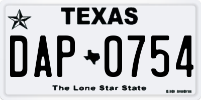 TX license plate DAP0754