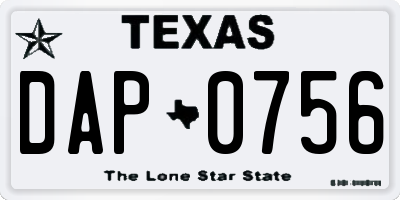 TX license plate DAP0756