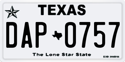 TX license plate DAP0757