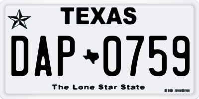 TX license plate DAP0759