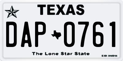 TX license plate DAP0761