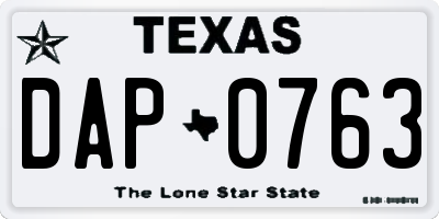 TX license plate DAP0763