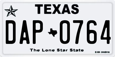 TX license plate DAP0764