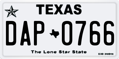 TX license plate DAP0766