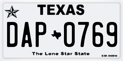 TX license plate DAP0769