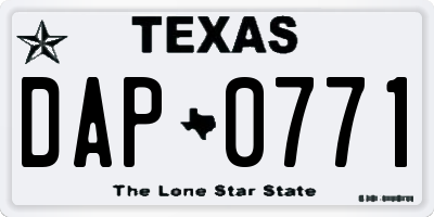 TX license plate DAP0771