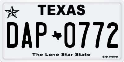 TX license plate DAP0772