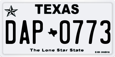 TX license plate DAP0773