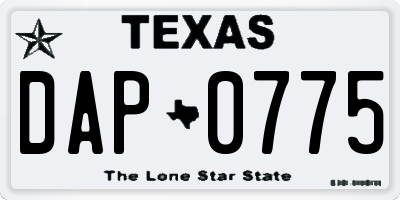 TX license plate DAP0775
