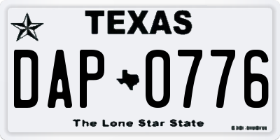 TX license plate DAP0776
