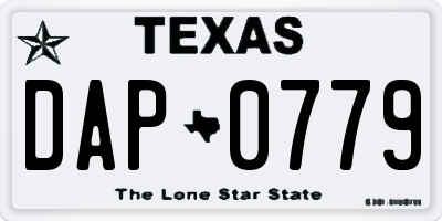 TX license plate DAP0779