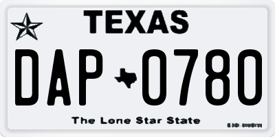 TX license plate DAP0780