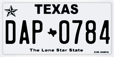 TX license plate DAP0784