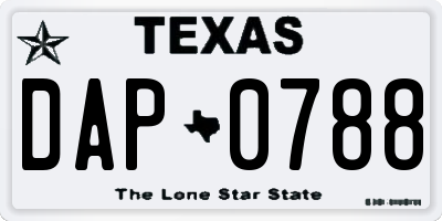 TX license plate DAP0788