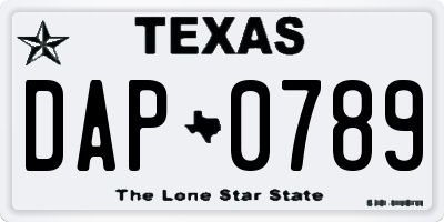 TX license plate DAP0789
