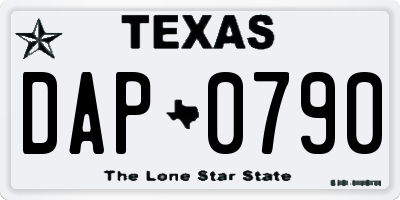 TX license plate DAP0790