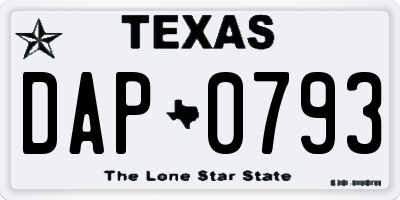 TX license plate DAP0793