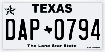 TX license plate DAP0794