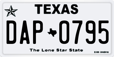 TX license plate DAP0795