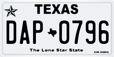 TX license plate DAP0796