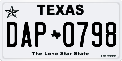 TX license plate DAP0798