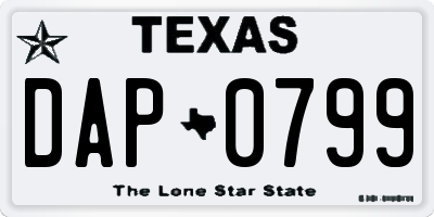 TX license plate DAP0799