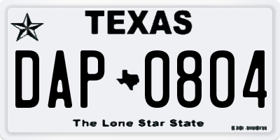 TX license plate DAP0804
