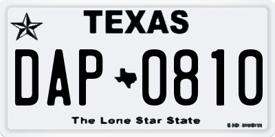 TX license plate DAP0810