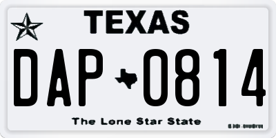 TX license plate DAP0814