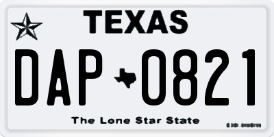 TX license plate DAP0821
