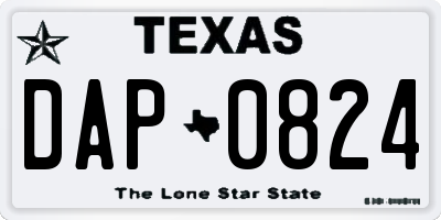 TX license plate DAP0824