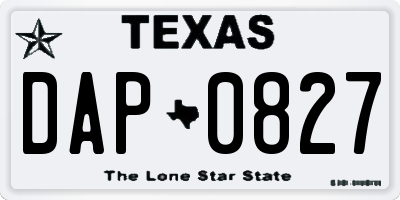 TX license plate DAP0827