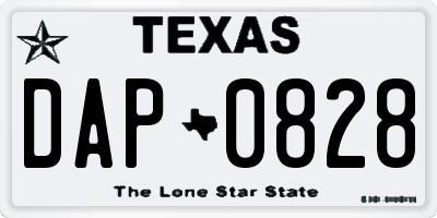 TX license plate DAP0828