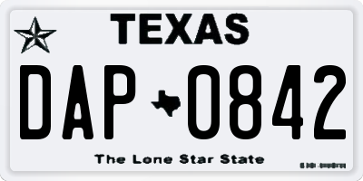 TX license plate DAP0842