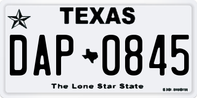TX license plate DAP0845