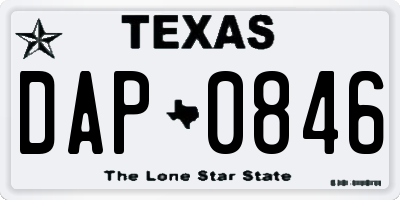 TX license plate DAP0846